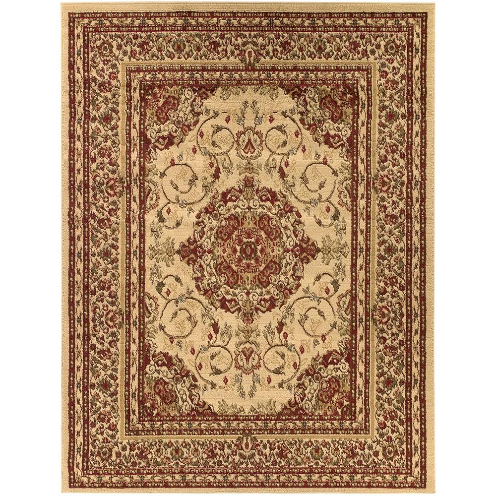 Ottomanson Traditional Oriental Medallion Beige 8 ft. x 10 ft. Area Rug
