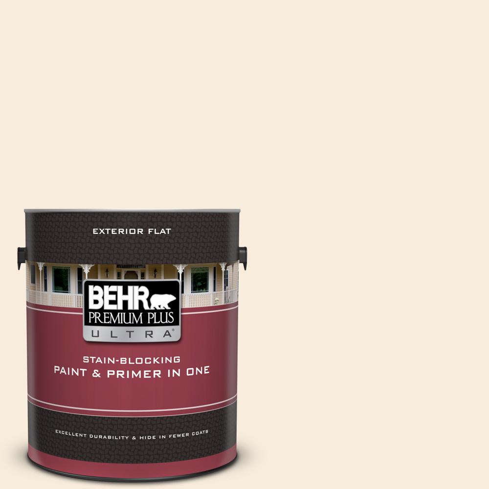 Behr Premium Plus Ultra 1 Gal 70 Linen White Flat Exterior Paint 70 Linen White Flat Exterior Paint And Primer In One