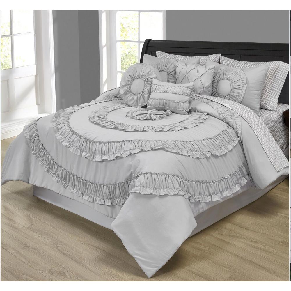 Morgan Home Mhf 10 Piece Silver Queen Comforter Set M592300 The