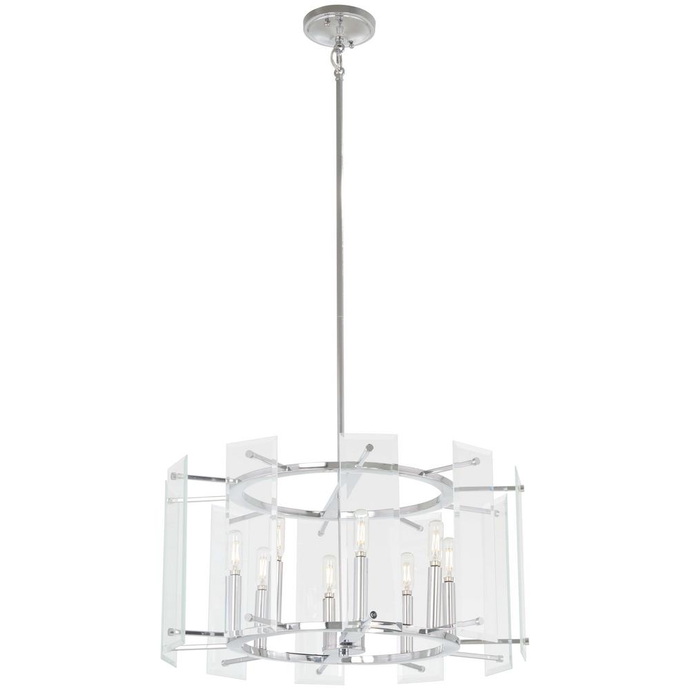 Minka Lavery Beacon Trace 8 Light Chrome Pendant With Clear Beveled Glass Shade