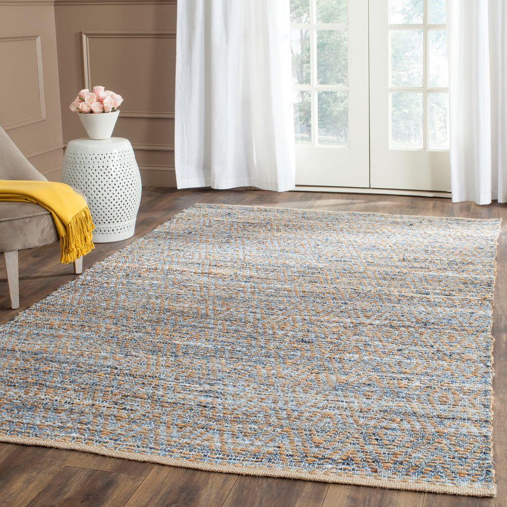 8 X 10 Jute Area Rugs The Home Depot Cape Cod Natural Blue 8 Ft X 10 Area Rug