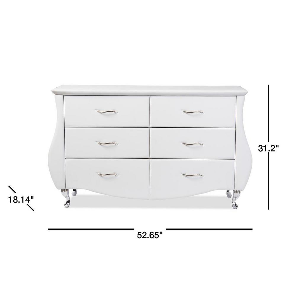 Baxton Studio Erin 6 Drawer White Dresser 28862 6439 Hd The Home