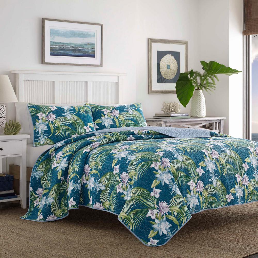 Tommy Bahama Southern Breeze Indigo 3-piece Blue Cotton King Quilt Set 