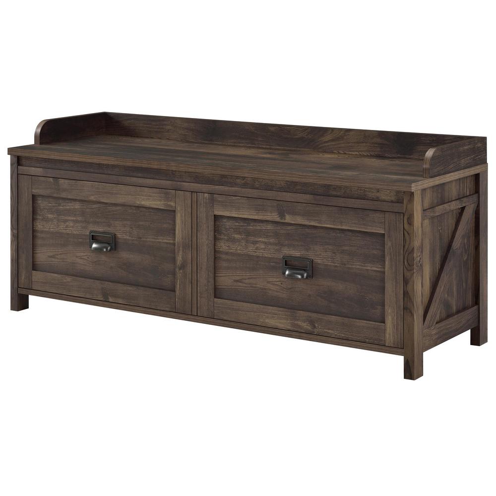 Systembuild Brownwood Rustic Entryway Storage Bench Hd23053 The