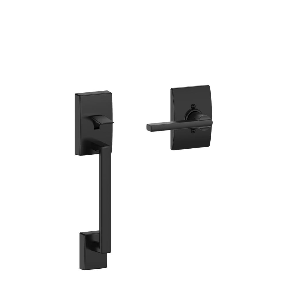 Schlage Century Matte Black Entry Door Handleset With Laude Schlage Century Matte Black Entry Door
