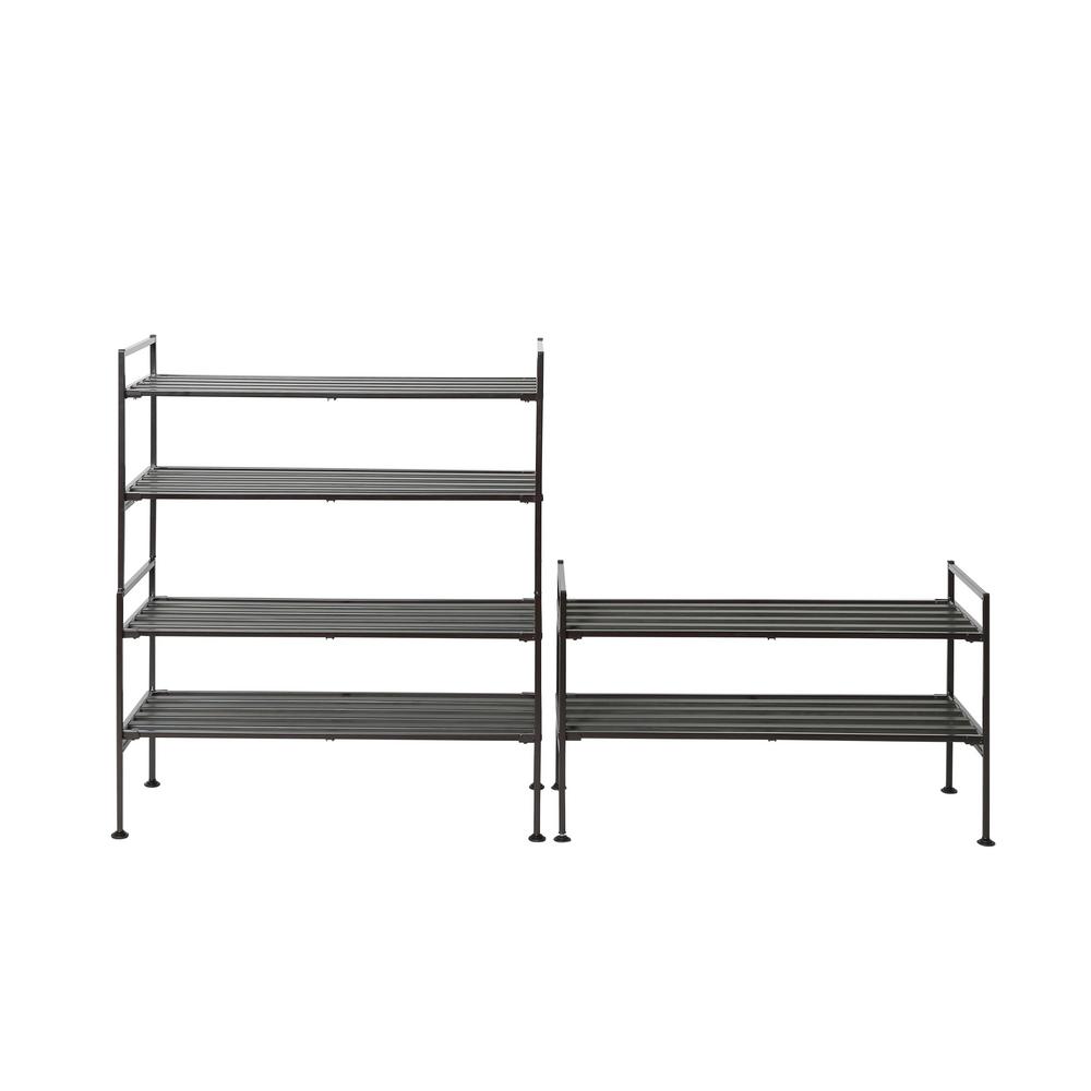 Seville Classics 15 4 In H X 26 2 In W 6 Pair Iron Espresso Resin Slat Stackable Shoe Rack She15894b The Home Depot