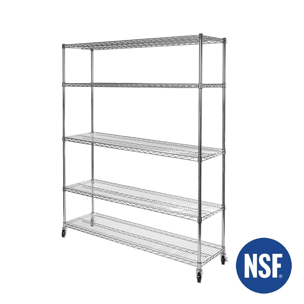 Seville Classics 72 in. H x 60 in. W x 24 in. D 5Shelves UltraZinc Steel Wire Free Standing