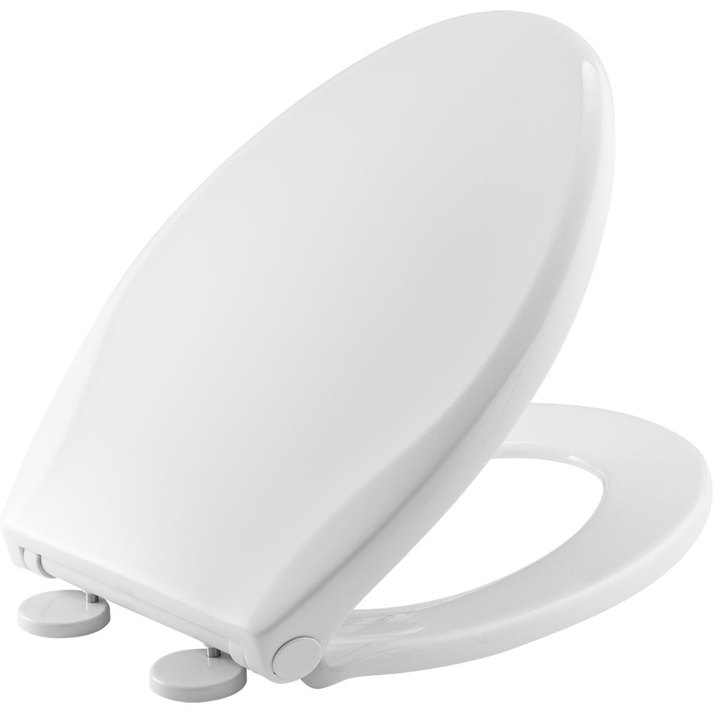 BEMIS Push n'Clean Elongated Closed Front Toilet Seat in White1597SLOW