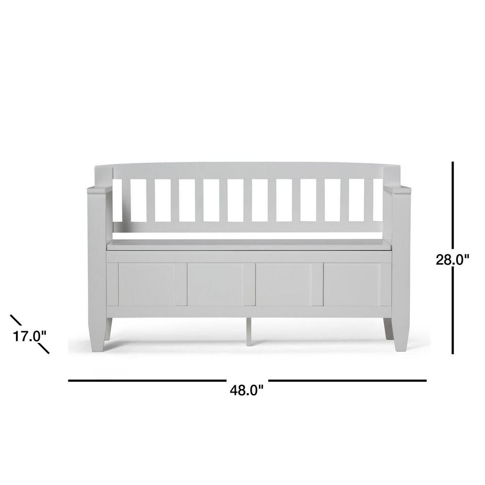 Simpli Home Brooklyn Solid Wood 48 In Wide Contemporary Entryway Storage Bench In White 3axcbroben Wh The Home Depot