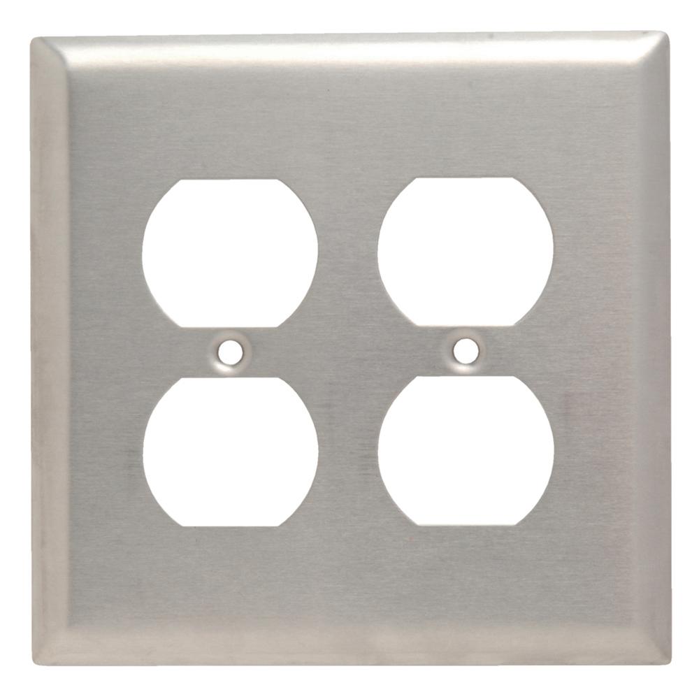 Legrand Pass & Seymour 2Gang 2 Duplex Outlet Wall Plate Stainless