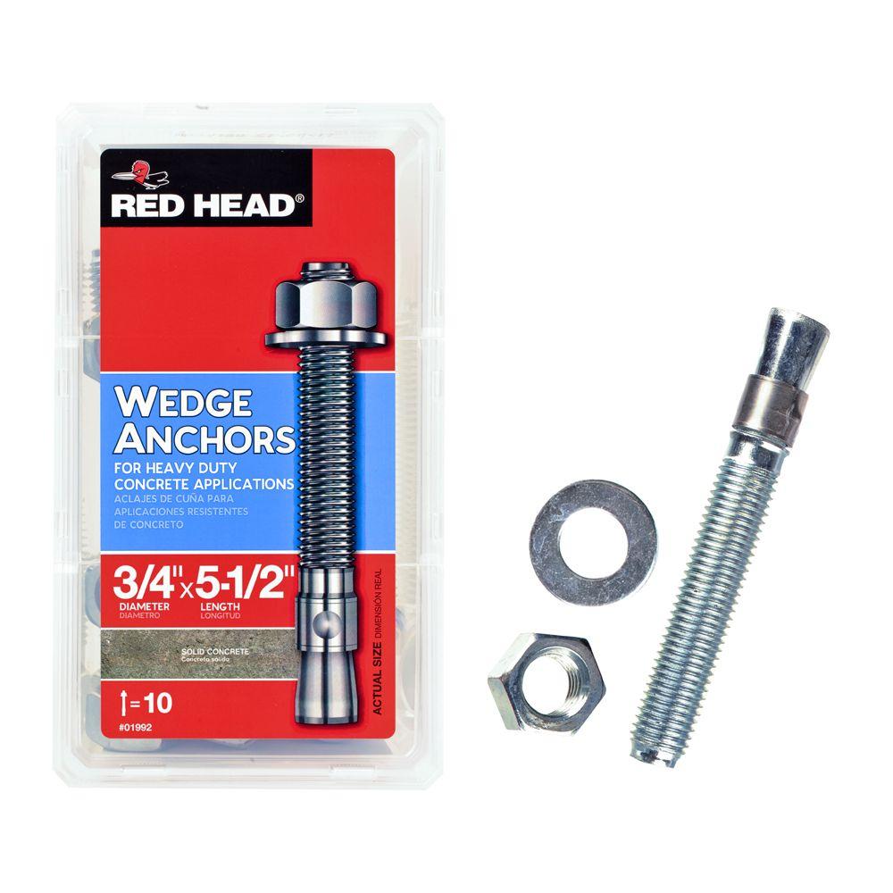 Red Head 1/2 in. x 4-1/4 in. Zinc-Plated Steel Hex-Nut-Head Solid ...