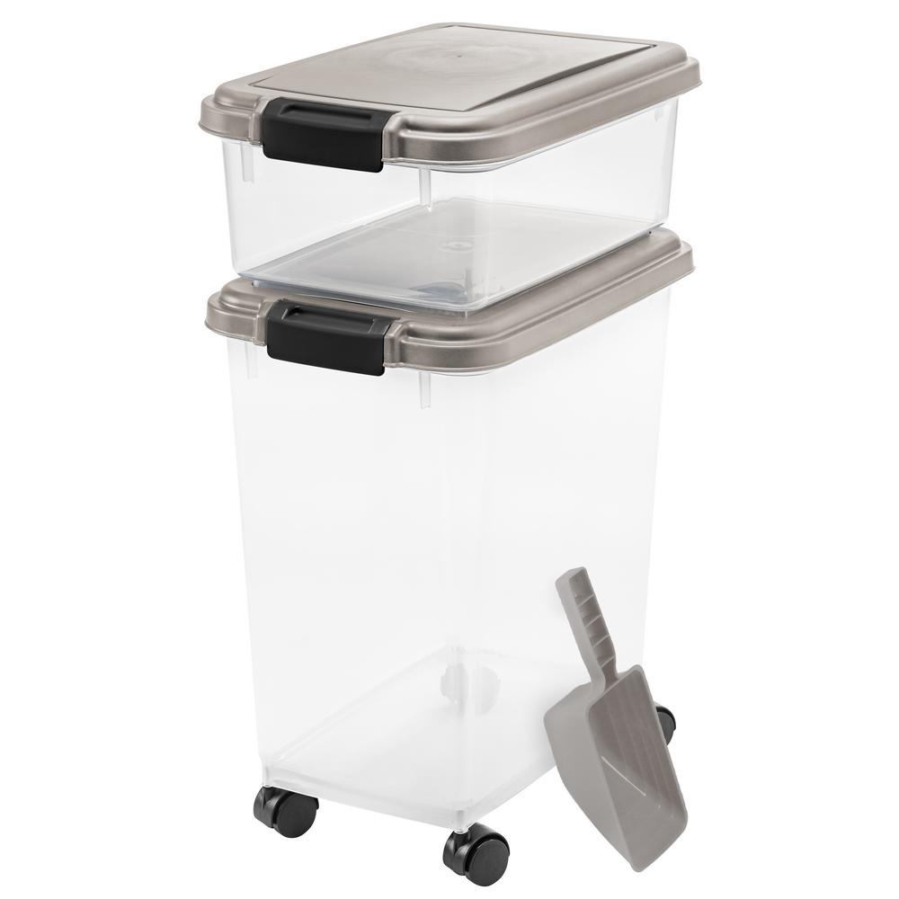 Iris 12 Qt And 33 Airtight Pet Food Storage Combo With A Scoop In Gray 301126 The Home Depot Airtight Pet Food Storage Combo, Airtight Storage Bins Home Depot