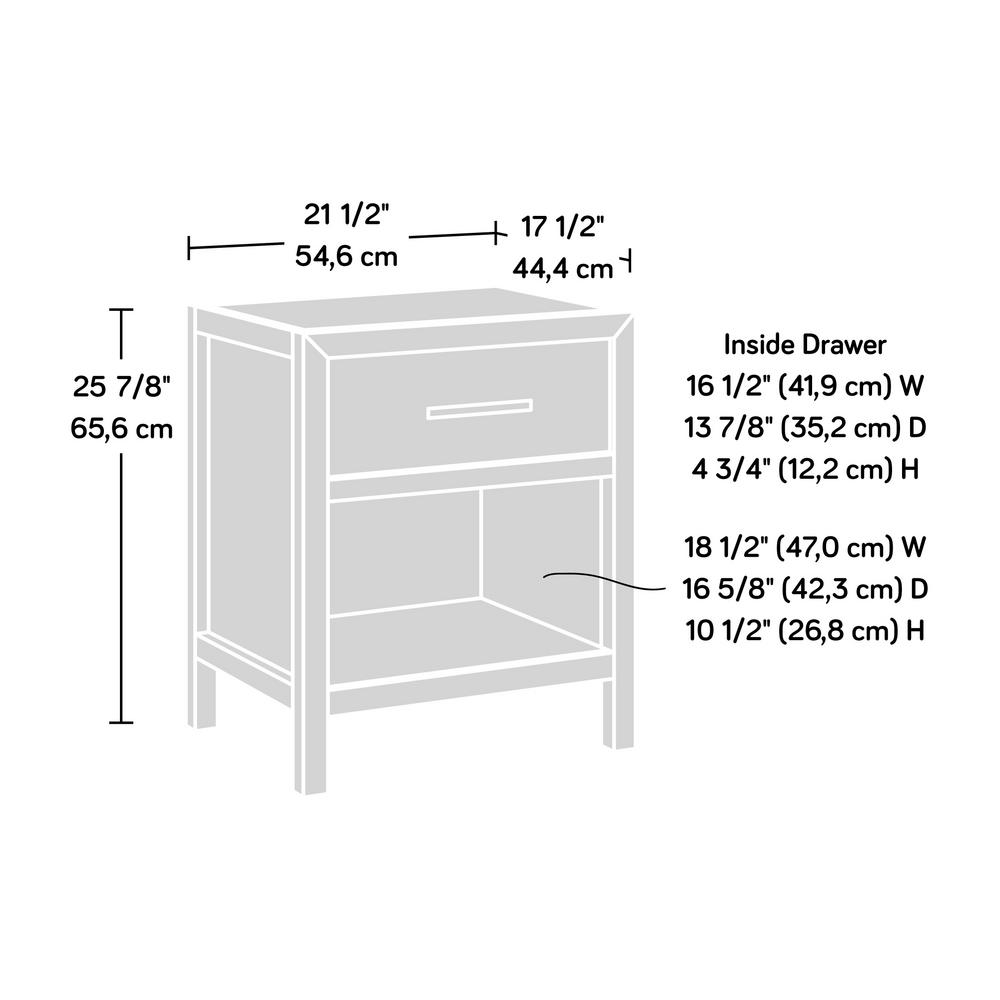 Sauder Pacific View 1 Drawer Chalked Chestnut Nightstand 25 827 In H X 21 496 In W X 17 48 In D 427037 The Home Depot