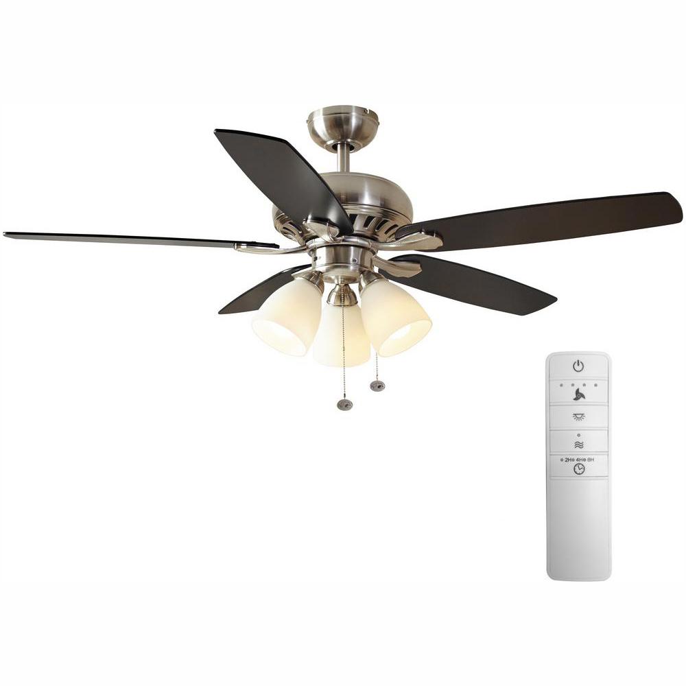 Rockport 52 In Led Indoor Brushed Nickel Smart Ceiling Fan With Light Kit And Wink Remote Control