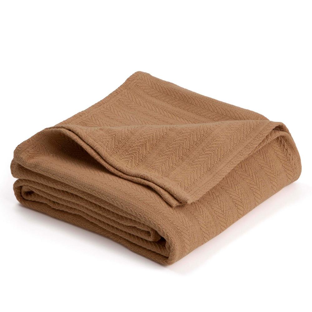 Vellux Woven Tan Cotton Twin Blanket026705447766 The Home Depot