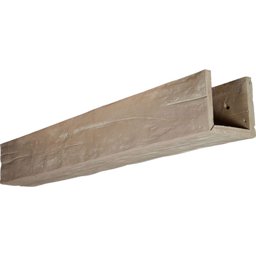 Ekena Millwork 4 in. x 4 in. x 8 ft. 3Sided (UBeam) Riverwood Whitewash Faux Wood Beam