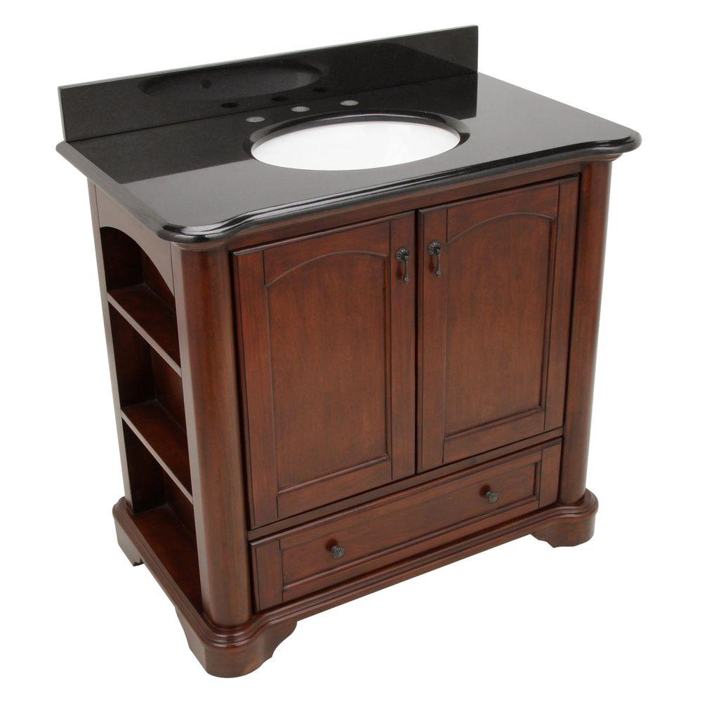 Pegasus Vermont 36 In Vanity Gany With Granite Top Black And Sink