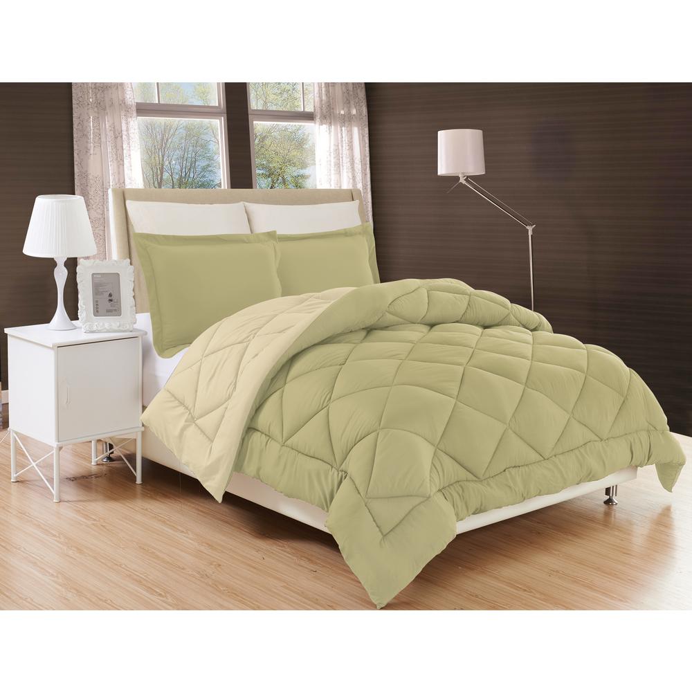 Elegant Comfort 3 Piece Sage Cream King Comforter Set Cmf K Sag Cr