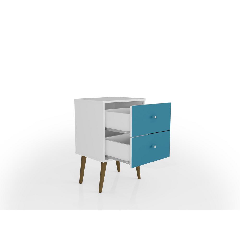 Manhattan Comfort Liberty Mid Century White And Aqua Blue Modern