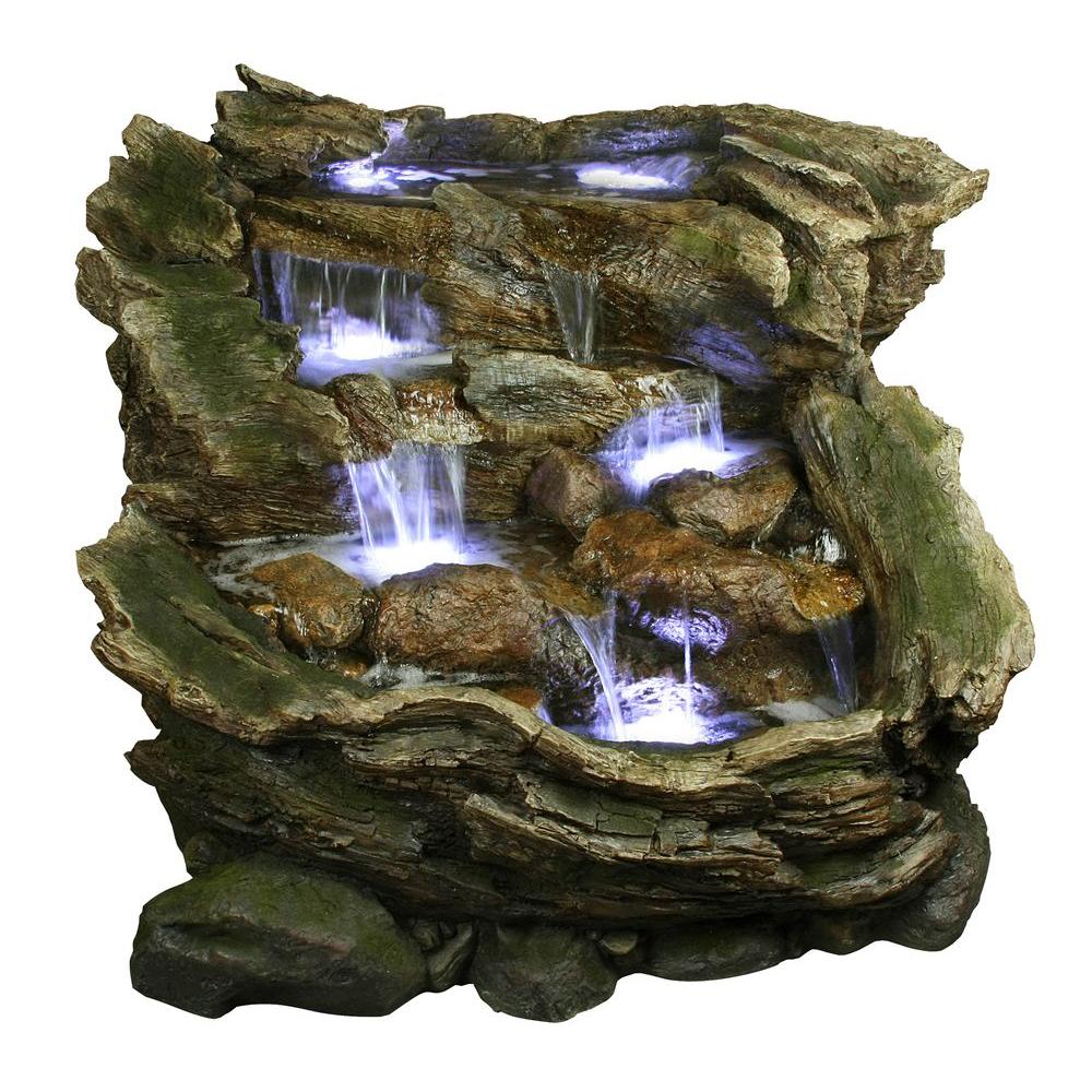 Alpine 3-Tier Rainforest Fountain with LED Lights-WIN562 - The Home Depot