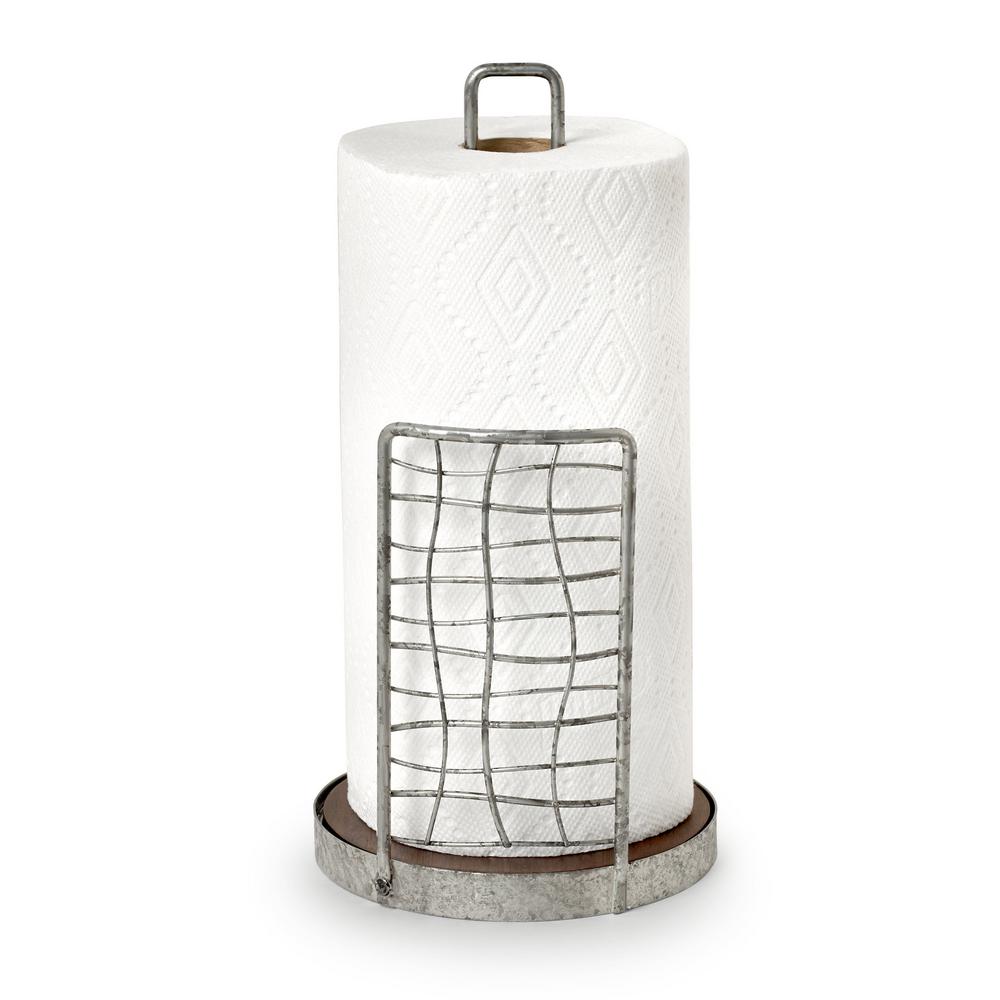 Wooden Kitchen Towel Tissue And Roll Holder Tree Stylish Natural Household Grey