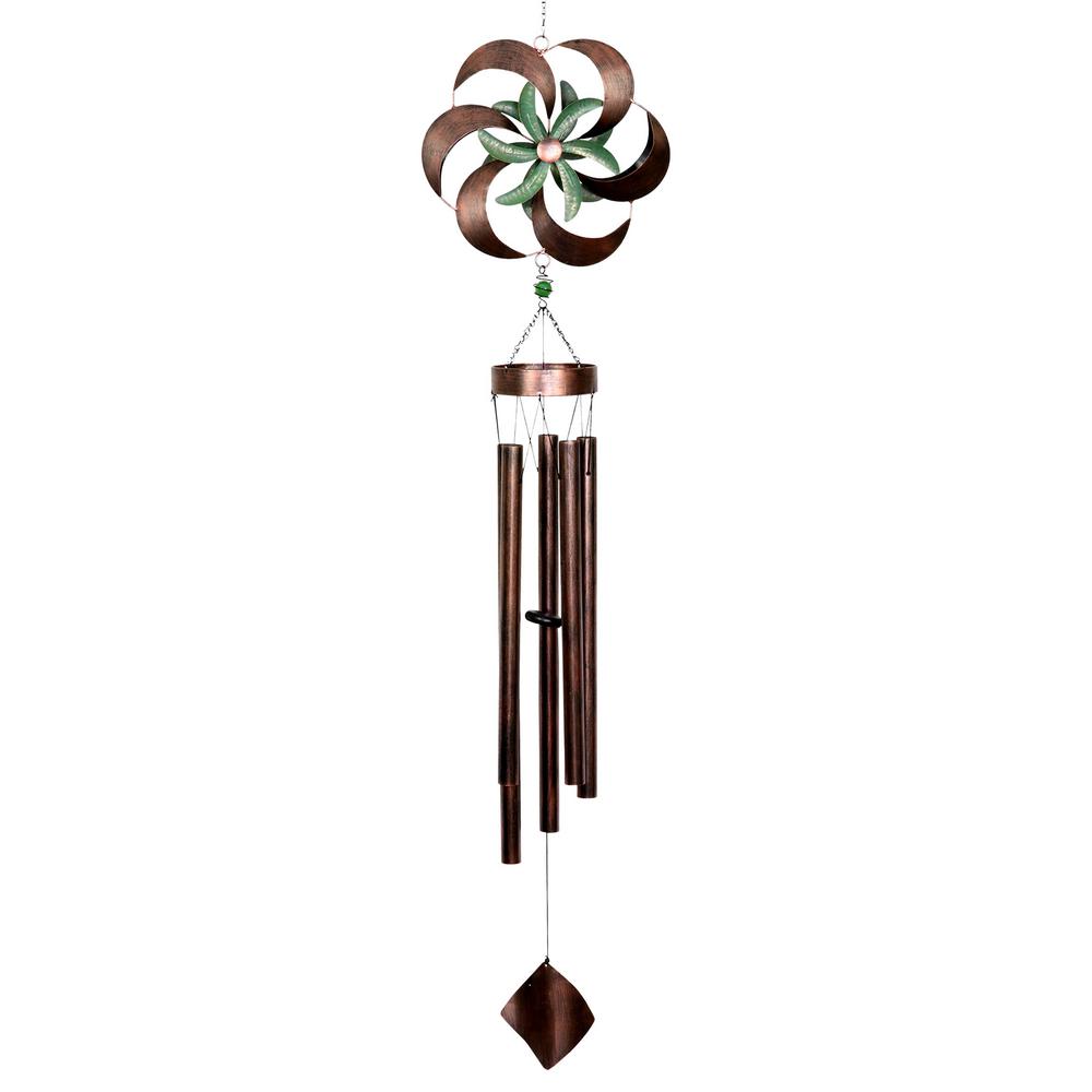 Exhart Double Pinwheel Spinner Metal Wind Chimes-18334-RS - The Home Depot