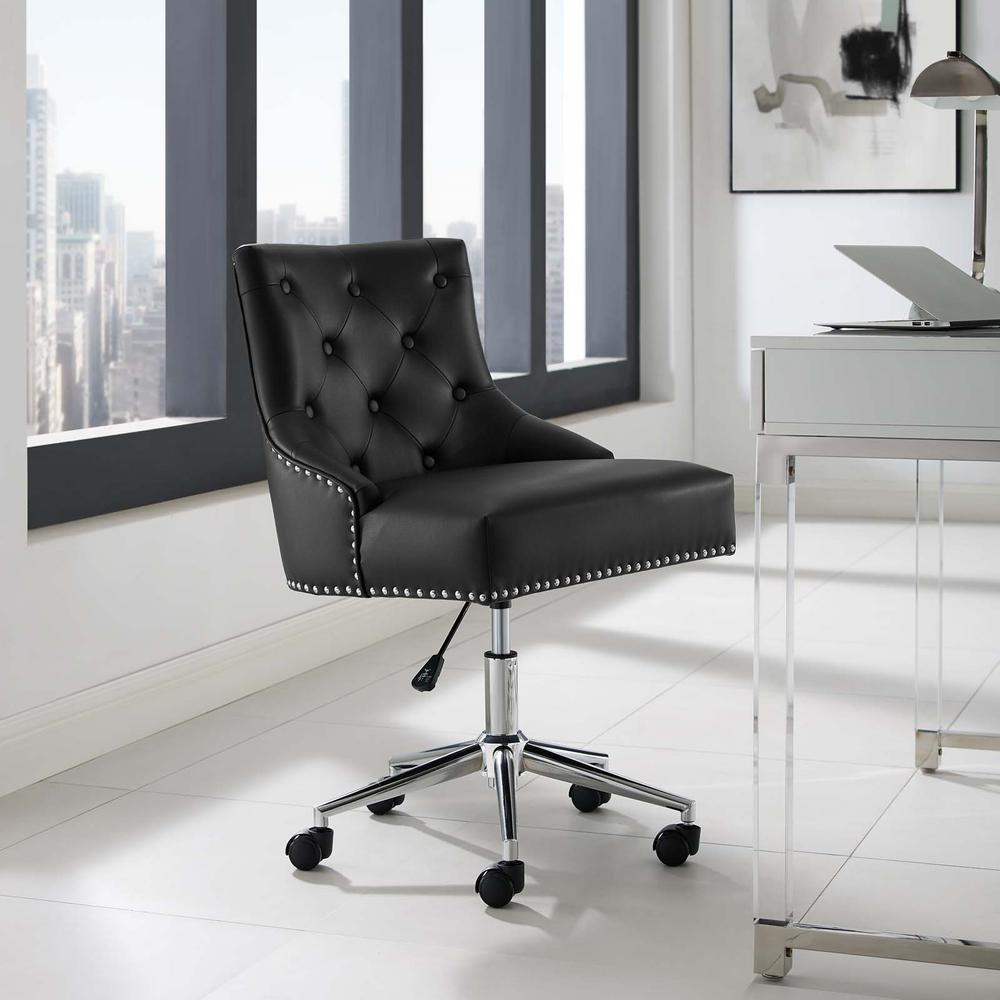 Black Cushioned Swivel Adjustable Faux Leather Desk Chair Office Chair