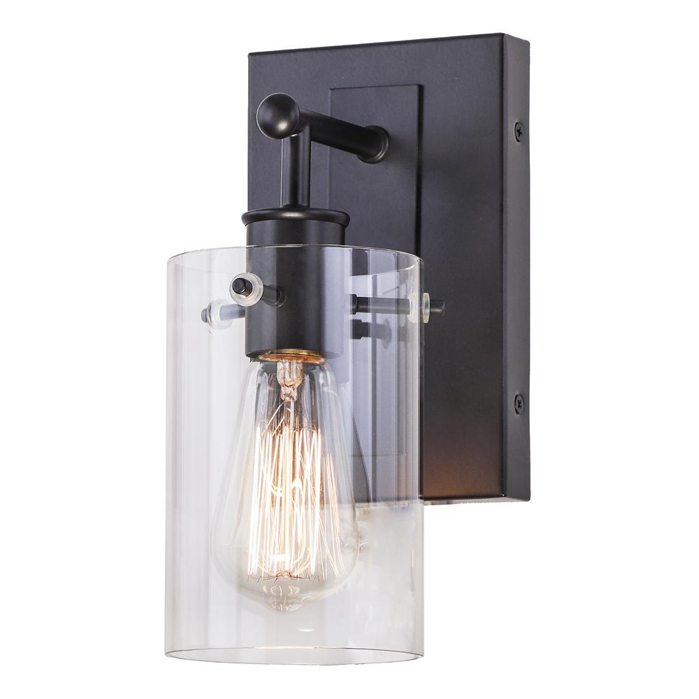 Hampton Bay Regan 4.5 in. 1-Light Espresso Vanity Light with Clear Glass Shade