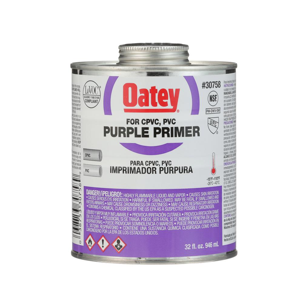 Oatey 8 oz. Purple CPVC and PVC Primer and Regular Clear PVC Pipe