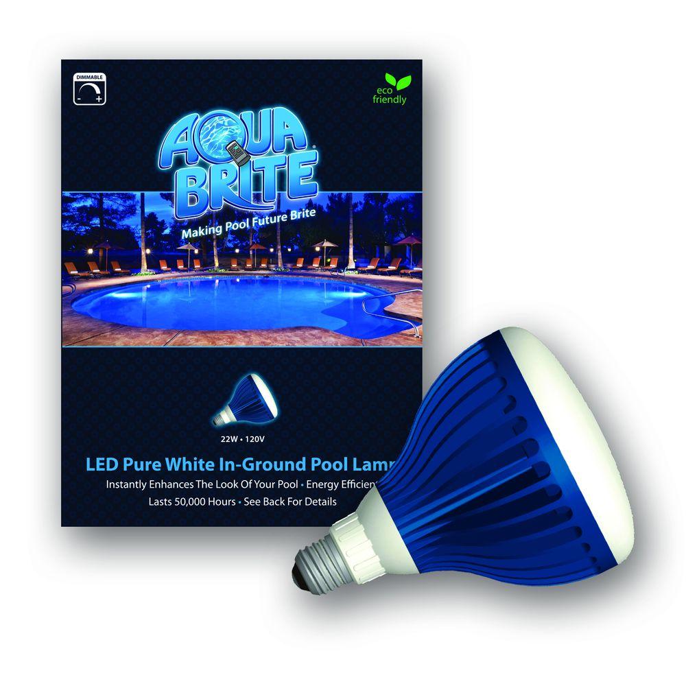 22 Watt 120 Volt Pool Light Bulb Pure White LED Wide Angle Illumination