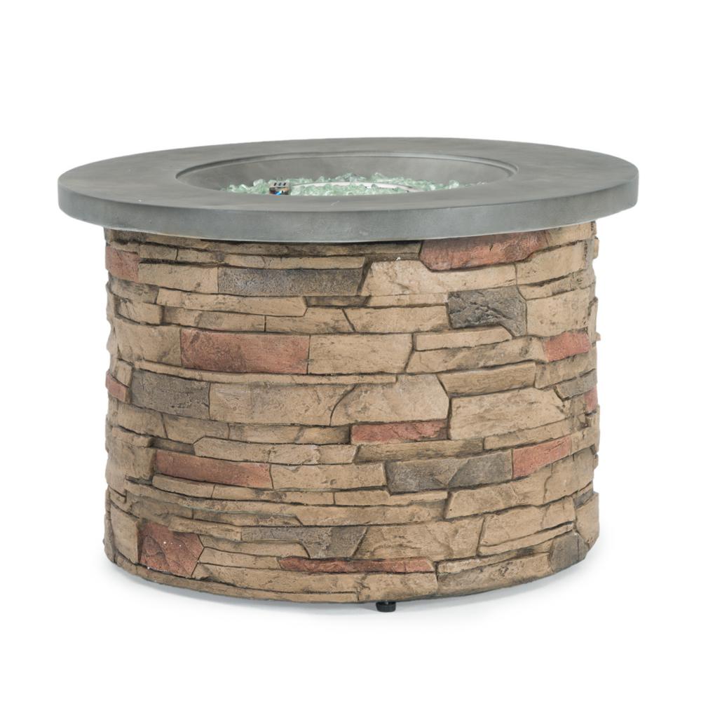 Sego Lily Sage 35 In X 24 In Round Stone Propane Fire Pit Table