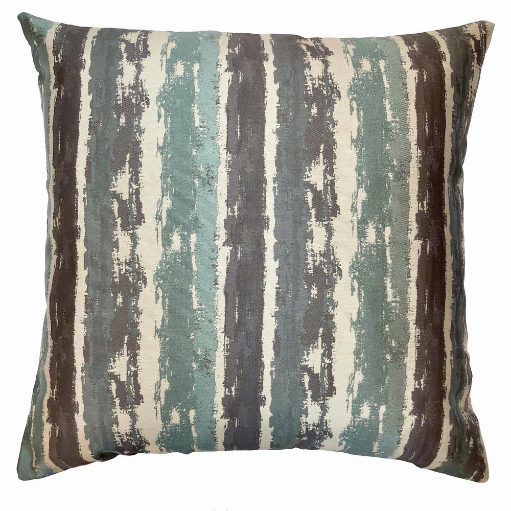 Armen Living Murray Aqua Stripes Down 20 In X 20 In Throw Pillow
