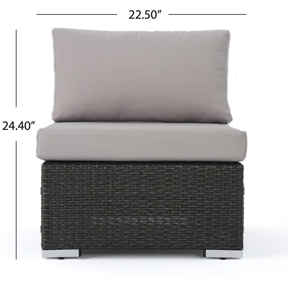 Noble House Nolan Grey Wicker Armless Middle Outdoor Sectional Noble House Nolan Grey Wicker Armless