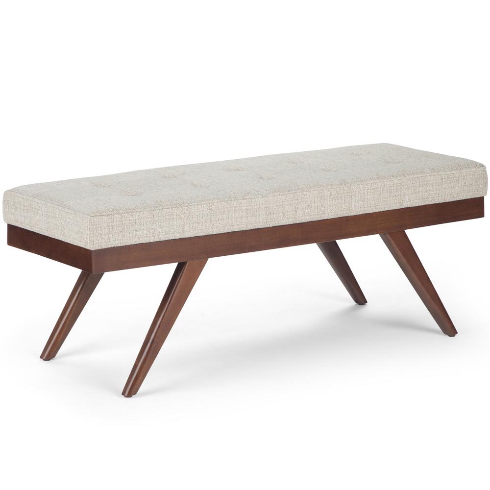 Wood Mid Century Modern Entryway Furniture The Pierce Platinum Fabric Mid Century Ottoman Bench