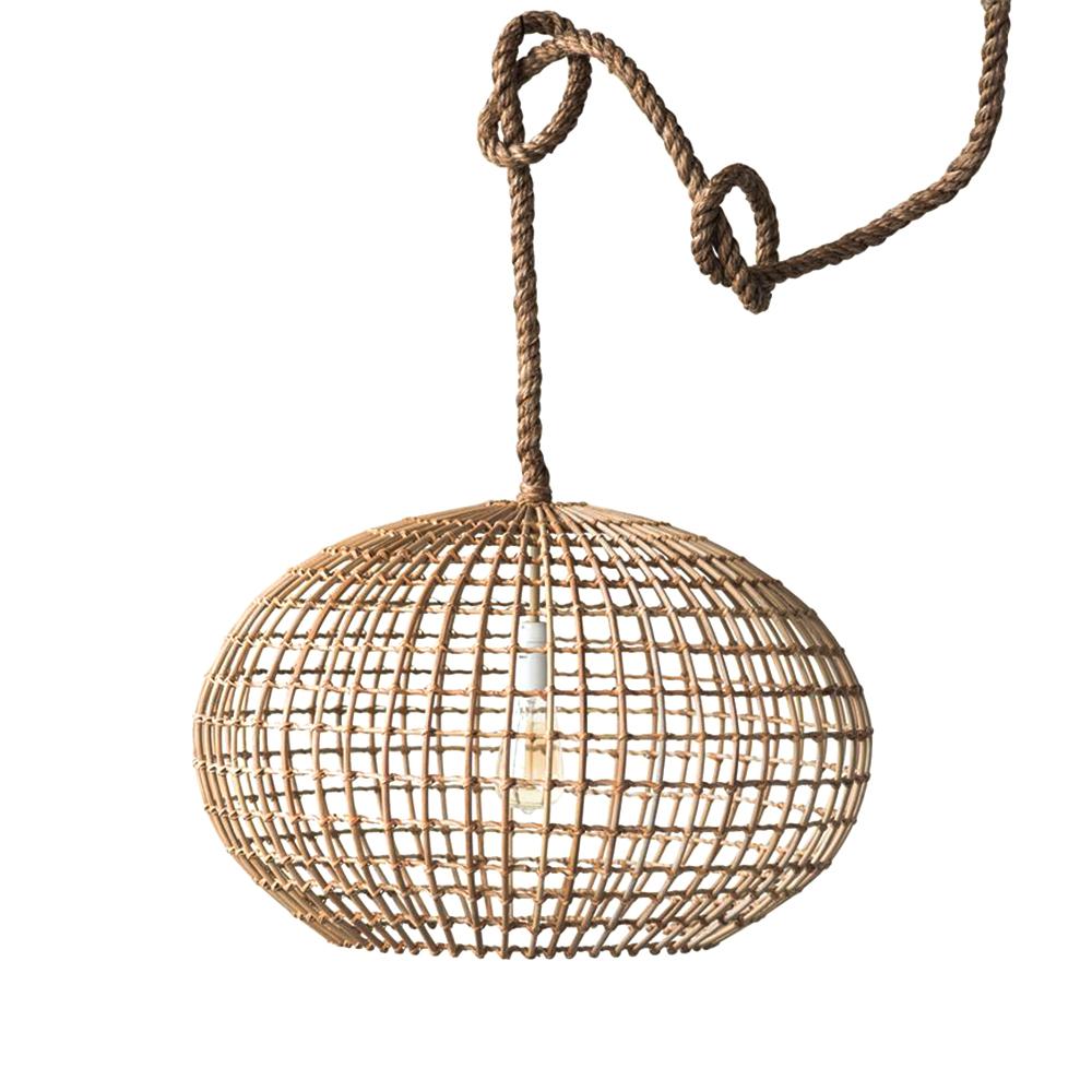 3r Studios Woven Roots 1 Light Brown Round Wicker Pendant With Thick Rope Cord 3r Studios Woven Roots 1 Light Brown Round Wicker Pendant With Thick Rope Cord