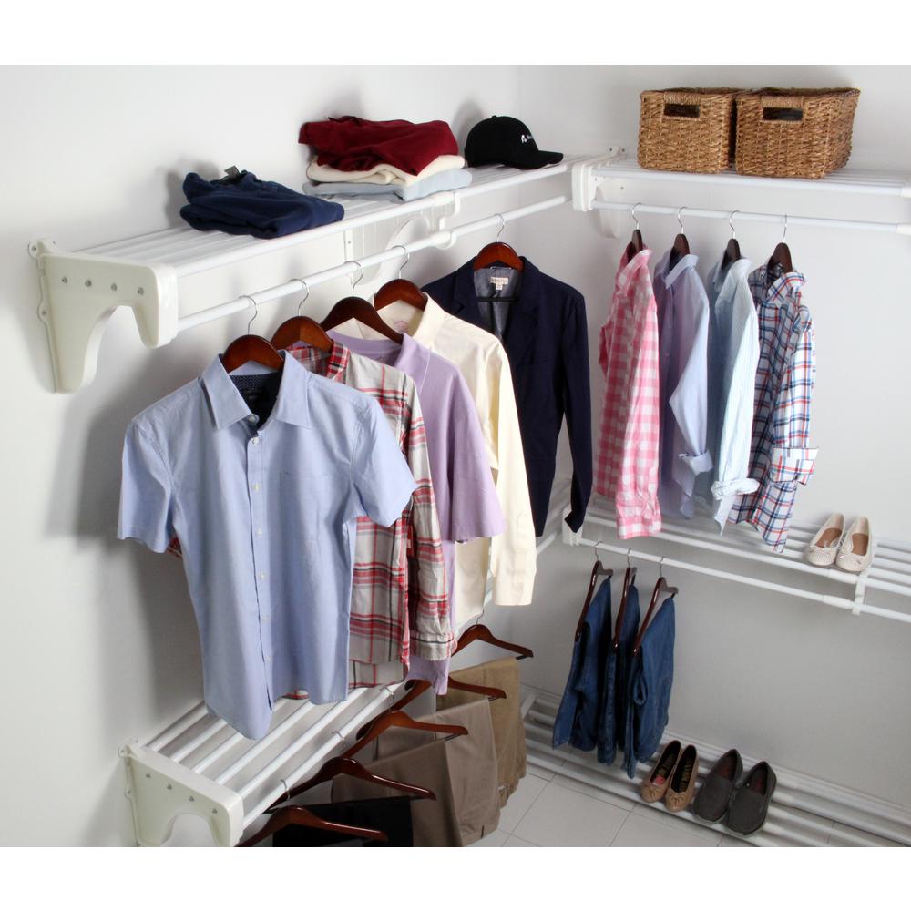 Ez Shelf Walk In 30 Ft Steel Closet Kit With 5 Expandable And Rod Units White 4 End Brackets Ezs K Scrw72 The Home Depot - Wall Mount Shelf With Rod Ez Shelf Walk In 30 Ft Steel Closet Kit With 5 Expandable And Rod Units White 4 End Brackets Ezs K Scrw72 The Home Depot - Wall Mount Shelf With Rod