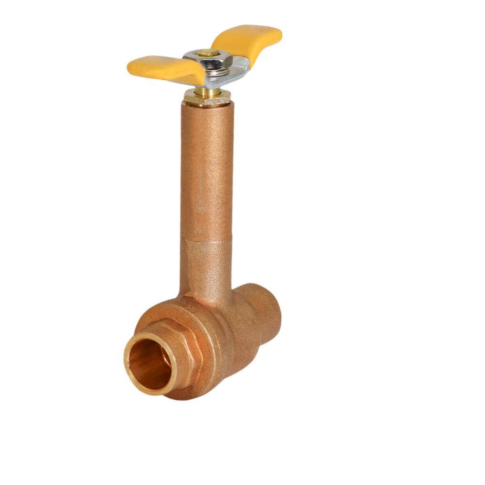 The Plumbers Choice Premium Brass Ball Valve With Long Bonnet And T Handle With 12 In Swt 6472