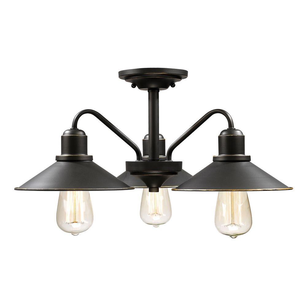 Filament Design Niven 3 Light Bronze Modern Rustic Semi Flush 3 Light Bronze Modern Rustic Semi Flush