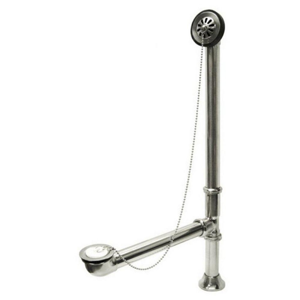 Kingston Brass Claw Foot 1 1 2 In O D Brass Leg Tub Drain With Chain And Stopper In Chrome