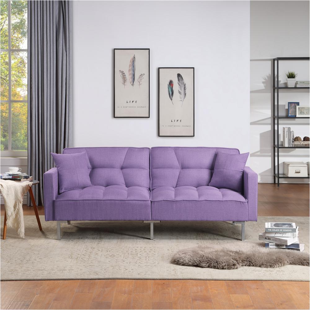 Harper Bright Designs Purple Upholstery Fabric Sofa Bed Purple Upholstery Fabric Sofa Bed