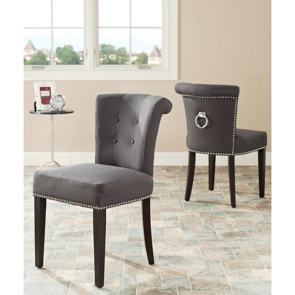 Safavieh Sinclair Charcoal Espresso Linen Blend Side Chair Set Of