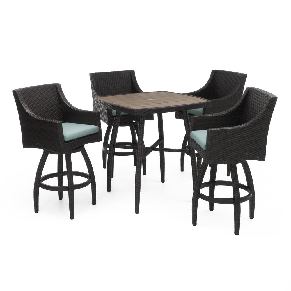 Bar Height Dining Sets Outdoor Furniture The Home Depot Deco 5 Piece Wicker Square Outdoor Bar Height Dining