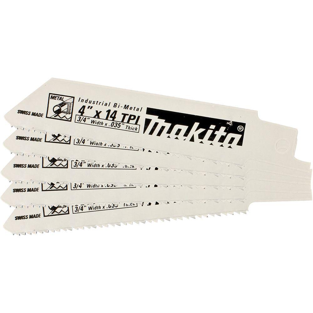 Makita 4 in. 14 Teeth per in. Metal Cutting Reciprocating Saw Blade (5