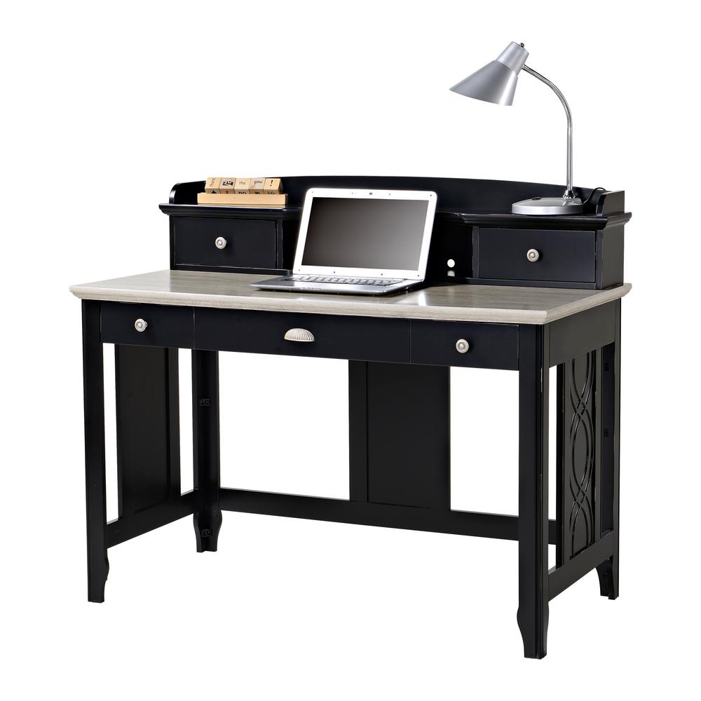 Charlotte Black Desk with HutchZ1410110B The Home Depot