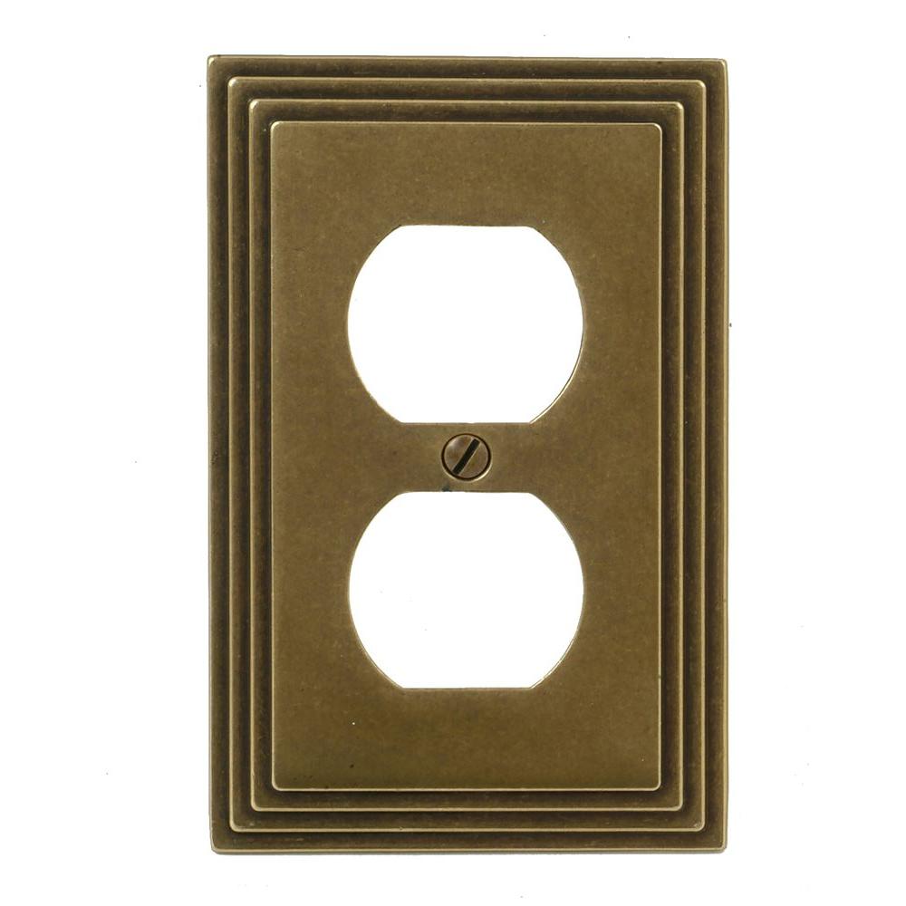 Amerelle Filigree 1 Duplex Wall Plate, Antique Brass65DAB The Home Depot