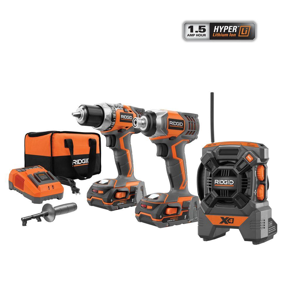 RIDGID X4 18Volt Hyper LithiumIon Cordless Drill and Impact Driver