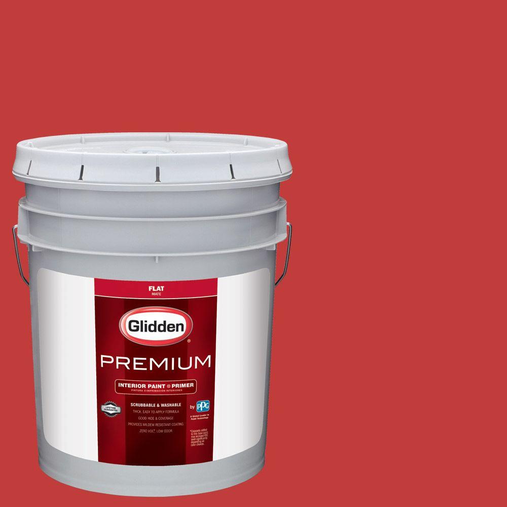 Glidden Premium 5 Gal Hdgr53 Red Geranium Flat Interior Paint With Hdgr53 Red Geranium Flat Interior Paint With Primer