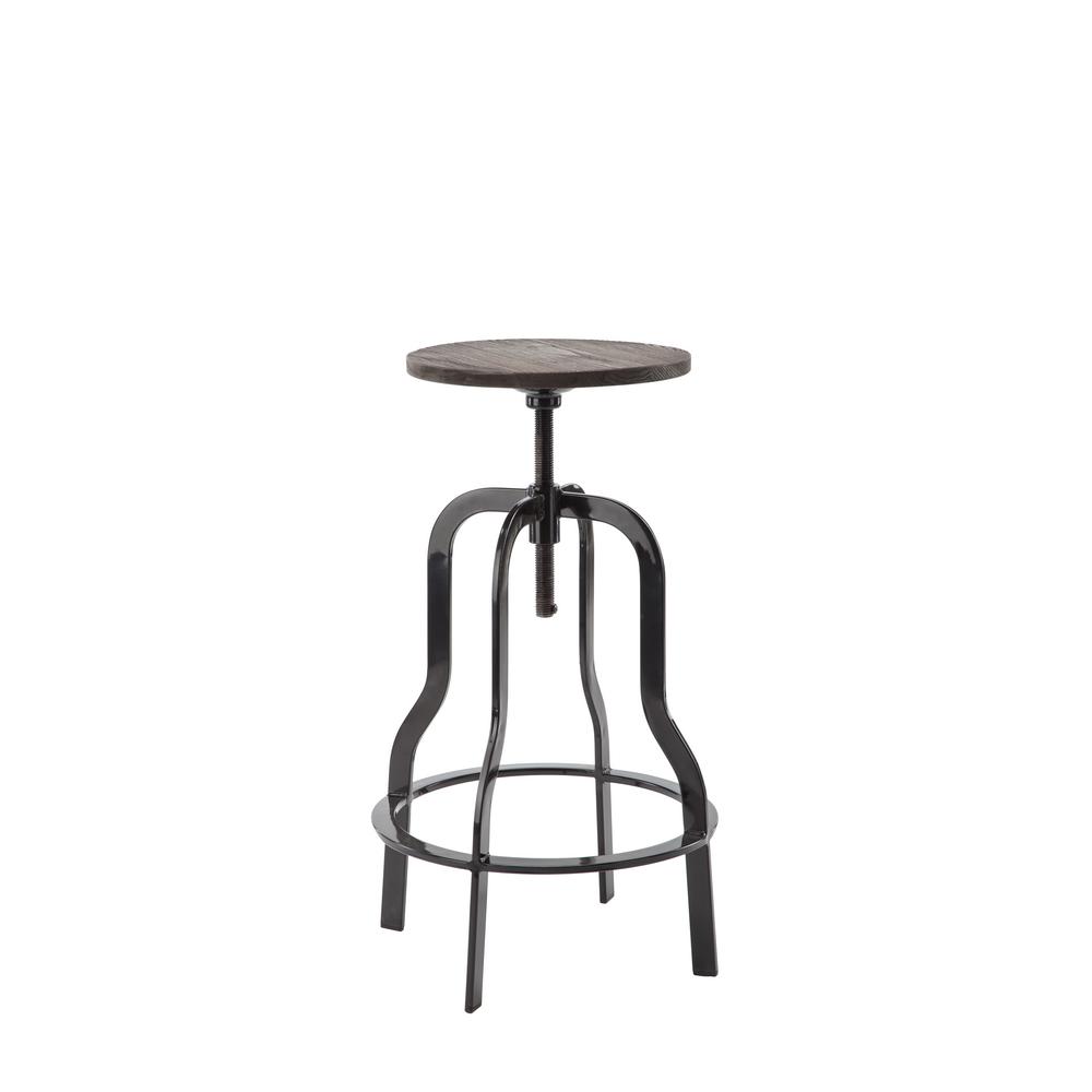 Hodedah Adjule 32 In High Walnut Swiveling Bar Stool With Wood Adjule 32 In High Walnut Swiveling Bar Stool With Wood Top