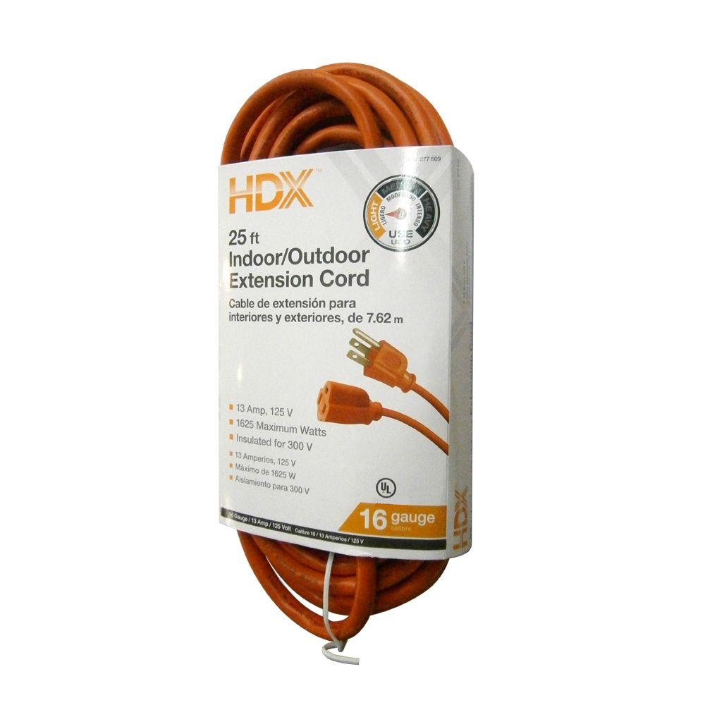 Hdx 25 Ft 16 3 Indoor Outdoor Extension Cord Orange Aw62601 The Home Depot