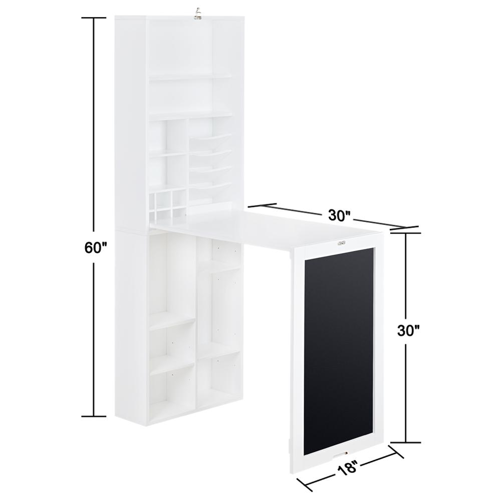 Utopia Alley White Collapsible Fold Down Desk Table Wall Cabinet